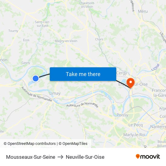 Mousseaux-Sur-Seine to Neuville-Sur-Oise map