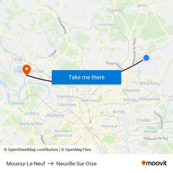 Moussy-Le-Neuf to Neuville-Sur-Oise map