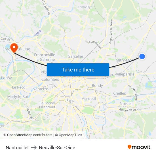 Nantouillet to Neuville-Sur-Oise map