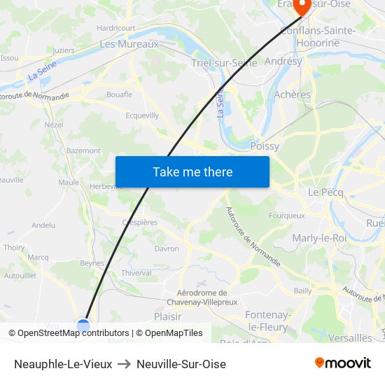 Neauphle-Le-Vieux to Neuville-Sur-Oise map