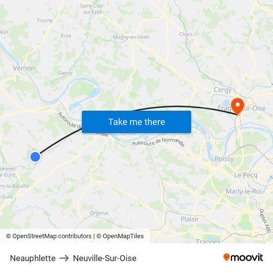 Neauphlette to Neuville-Sur-Oise map