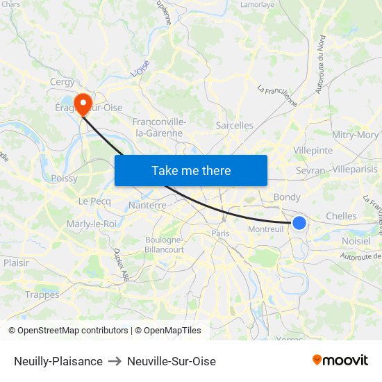 Neuilly-Plaisance to Neuville-Sur-Oise map