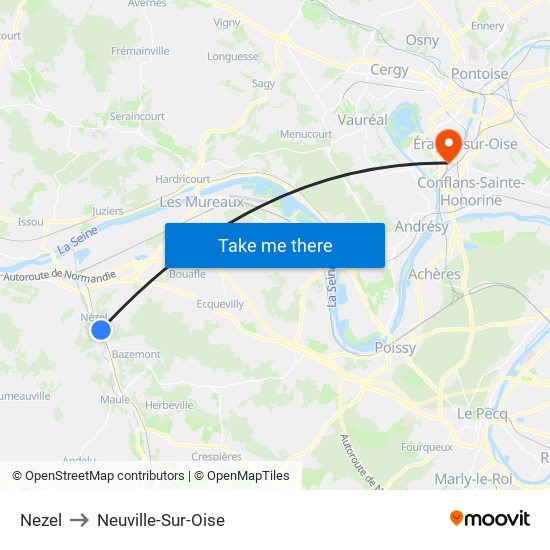 Nezel to Neuville-Sur-Oise map