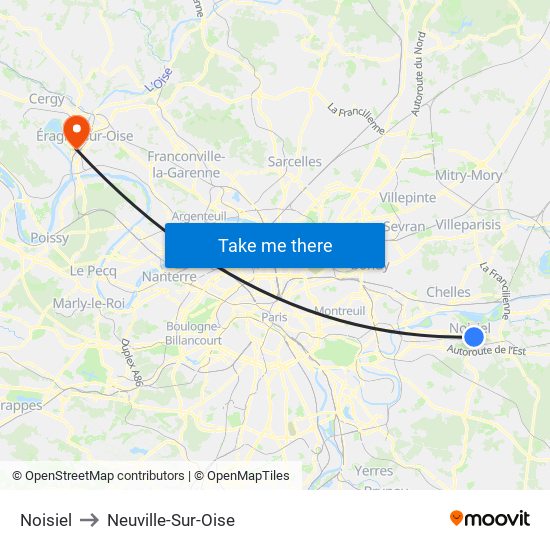 Noisiel to Neuville-Sur-Oise map