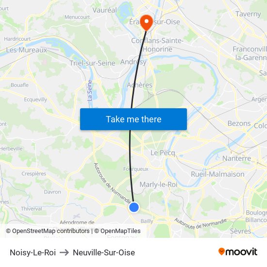 Noisy-Le-Roi to Neuville-Sur-Oise map