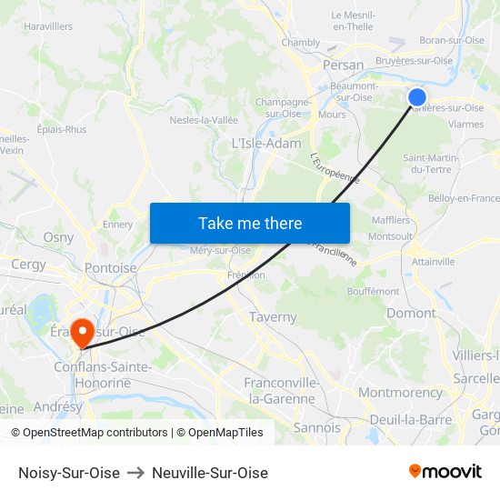 Noisy-Sur-Oise to Neuville-Sur-Oise map