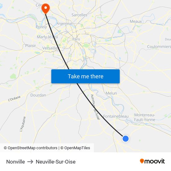 Nonville to Neuville-Sur-Oise map