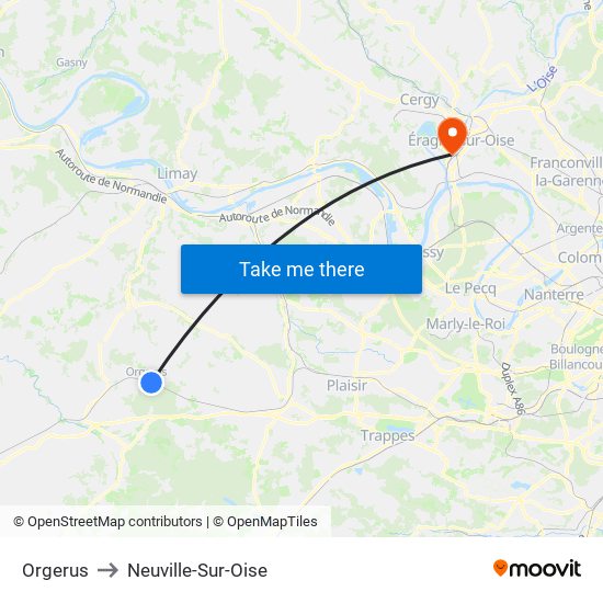 Orgerus to Neuville-Sur-Oise map