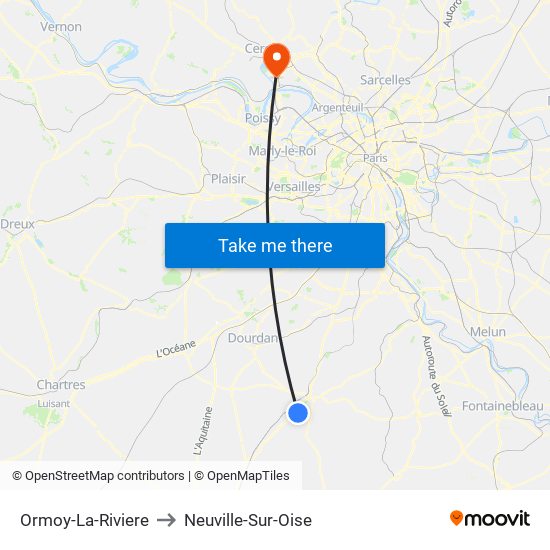 Ormoy-La-Riviere to Neuville-Sur-Oise map