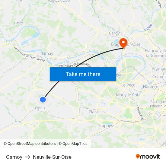 Osmoy to Neuville-Sur-Oise map