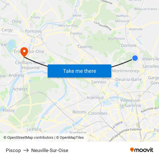 Piscop to Neuville-Sur-Oise map