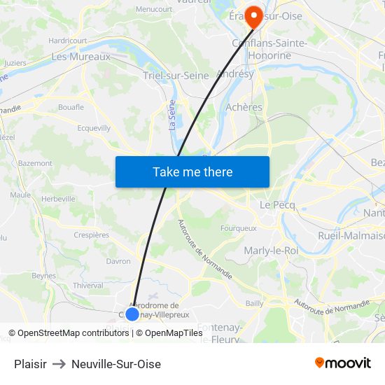 Plaisir to Neuville-Sur-Oise map