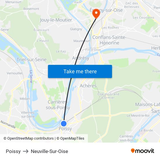 Poissy to Neuville-Sur-Oise map