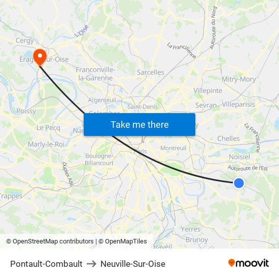 Pontault-Combault to Neuville-Sur-Oise map