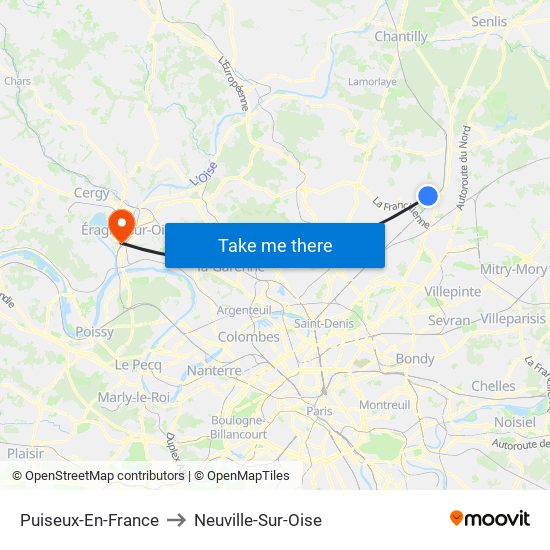 Puiseux-En-France to Neuville-Sur-Oise map