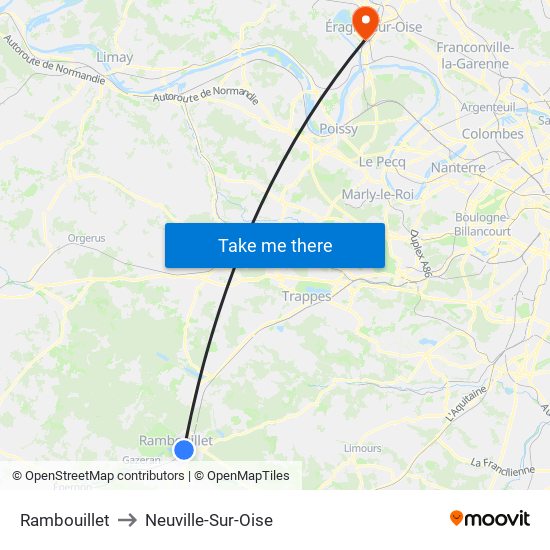 Rambouillet to Neuville-Sur-Oise map