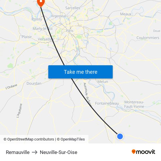 Remauville to Neuville-Sur-Oise map