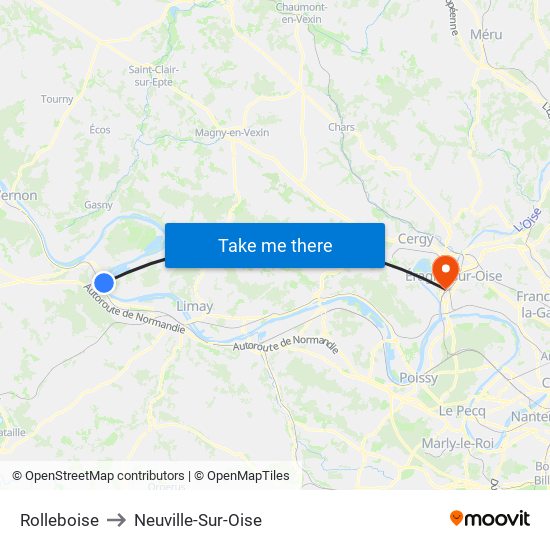 Rolleboise to Neuville-Sur-Oise map