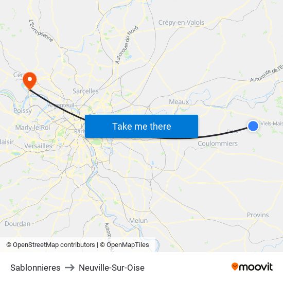 Sablonnieres to Neuville-Sur-Oise map