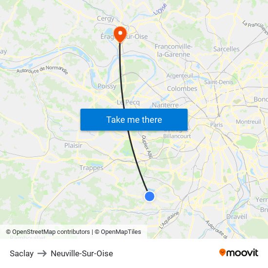 Saclay to Neuville-Sur-Oise map