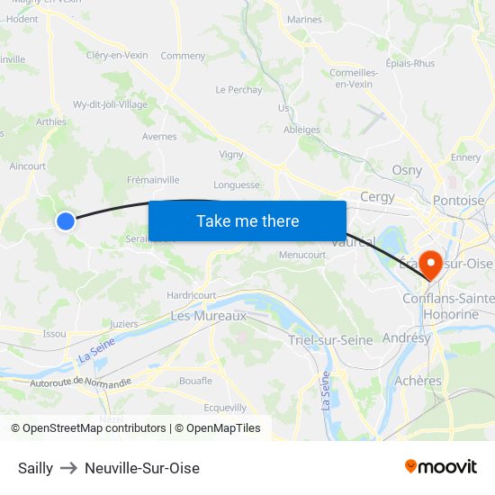 Sailly to Neuville-Sur-Oise map