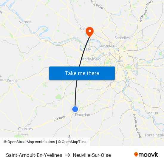 Saint-Arnoult-En-Yvelines to Neuville-Sur-Oise map