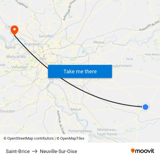 Saint-Brice to Neuville-Sur-Oise map