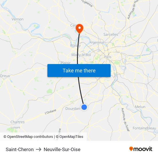 Saint-Cheron to Neuville-Sur-Oise map