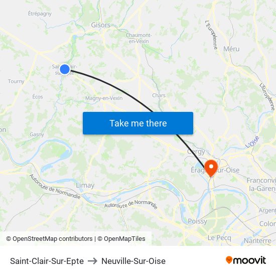 Saint-Clair-Sur-Epte to Neuville-Sur-Oise map