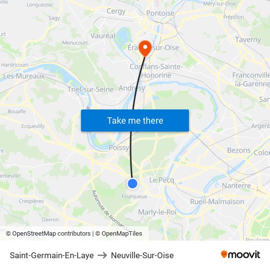 Saint-Germain-En-Laye to Neuville-Sur-Oise map