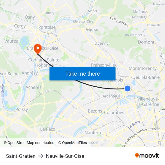 Saint-Gratien to Neuville-Sur-Oise map