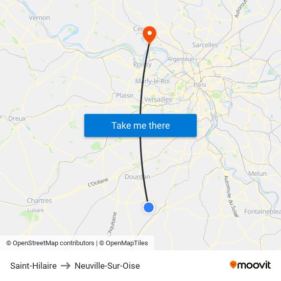 Saint-Hilaire to Neuville-Sur-Oise map