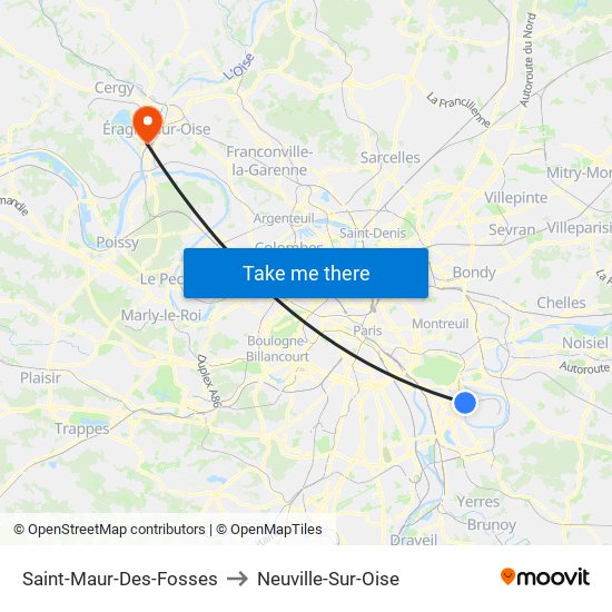 Saint-Maur-Des-Fosses to Neuville-Sur-Oise map