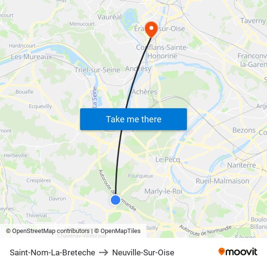 Saint-Nom-La-Breteche to Neuville-Sur-Oise map