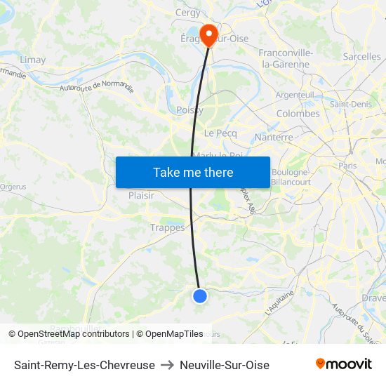 Saint-Remy-Les-Chevreuse to Neuville-Sur-Oise map