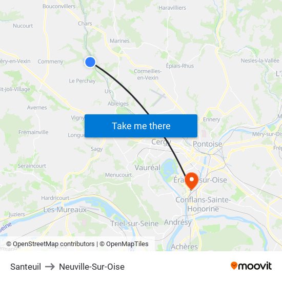 Santeuil to Neuville-Sur-Oise map