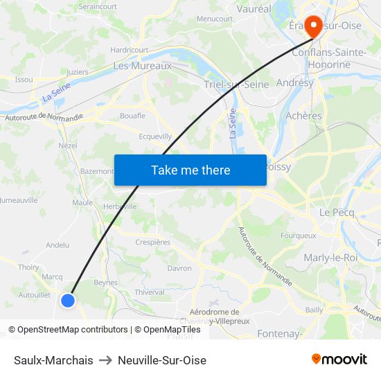 Saulx-Marchais to Neuville-Sur-Oise map