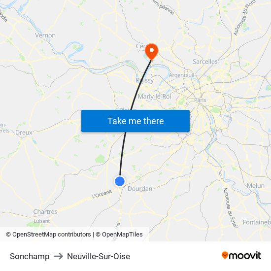 Sonchamp to Neuville-Sur-Oise map