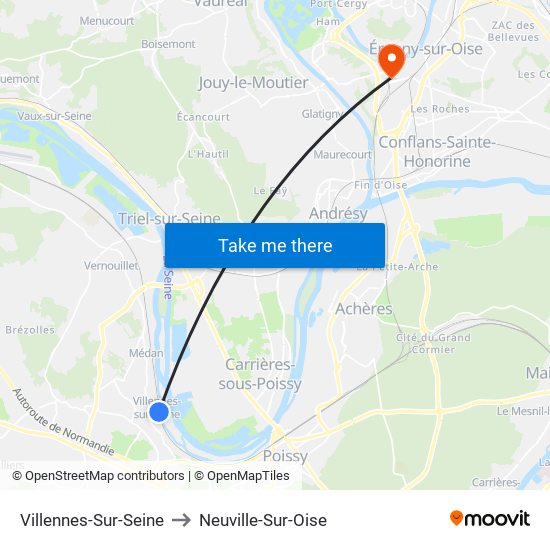 Villennes-Sur-Seine to Neuville-Sur-Oise map