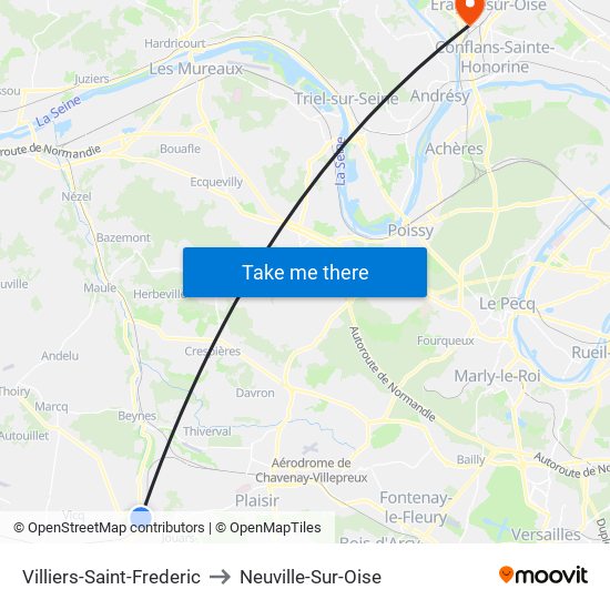 Villiers-Saint-Frederic to Neuville-Sur-Oise map
