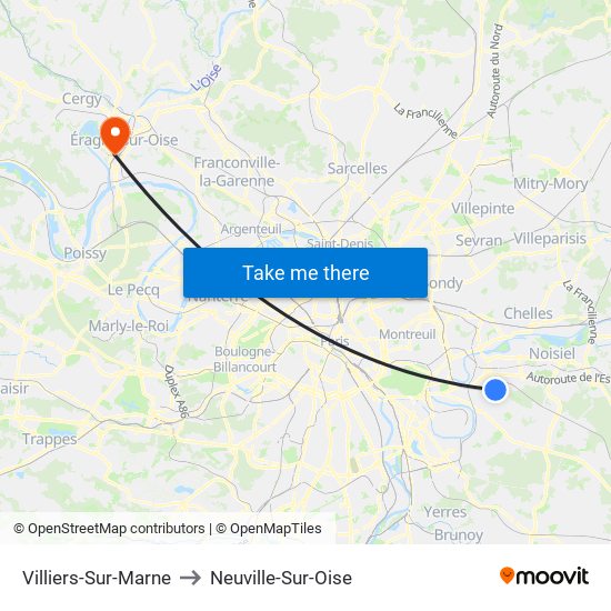 Villiers-Sur-Marne to Neuville-Sur-Oise map