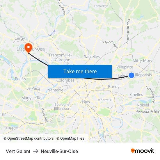 Vert Galant to Neuville-Sur-Oise map