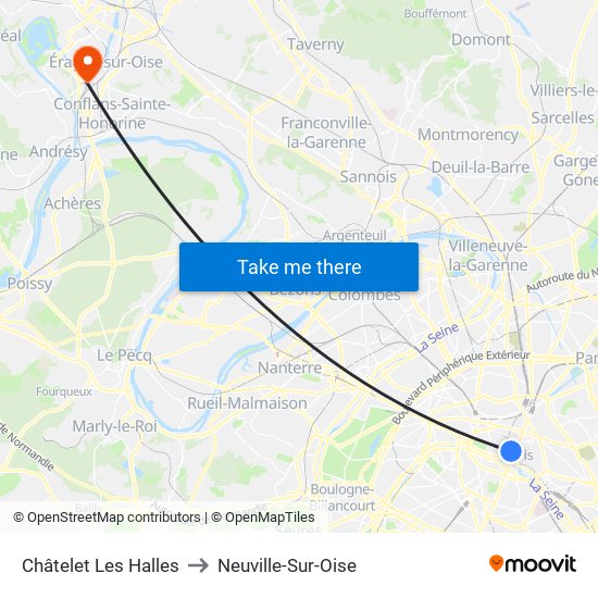 Châtelet Les Halles to Neuville-Sur-Oise map