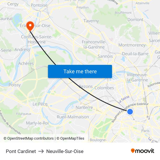 Pont Cardinet to Neuville-Sur-Oise map