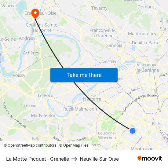 La Motte-Picquet - Grenelle to Neuville-Sur-Oise map