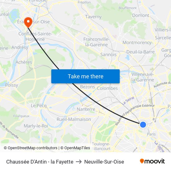 Chaussée D'Antin - la Fayette to Neuville-Sur-Oise map
