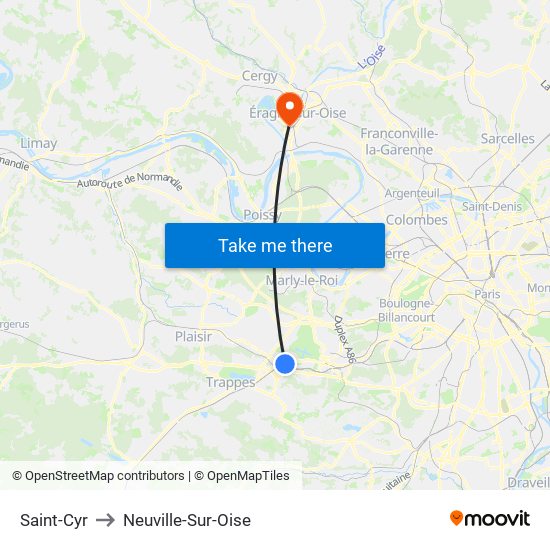 Saint-Cyr to Neuville-Sur-Oise map
