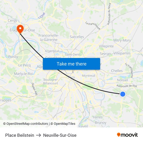 Place Beilstein to Neuville-Sur-Oise map