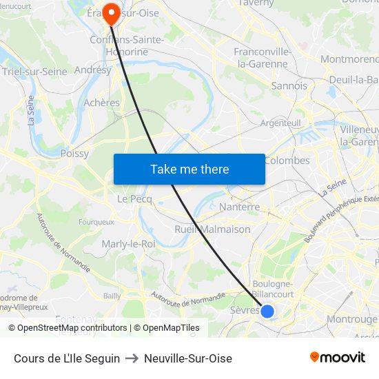 Cours de L'Ile Seguin to Neuville-Sur-Oise map