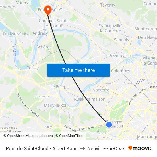 Pont de Saint-Cloud - Albert Kahn to Neuville-Sur-Oise map